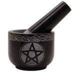 Mortar and Pestle Set Unique - Black Pestle and Mortar Bowl Solid Stone Grinder for Herbs Spice Guacamole Garlic Ginger Root