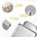 Ohtomber Stainless Steel Baking Sheet Pan Set, 3 Pack Cookie Sheets for Baking, Heavy Duty Stainless Steel Cookware Set, Oven Cookie Tray for Roasting, 9/12/16 Inch