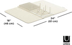 Umbra Udry Rack and Microfiber Dish Drying Mat-Space-Saving Lightweight Design Folds Up for Easy Storage, Standard, Linen