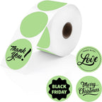 Perco Green 2-Inch Perforated Circle Dot Thermal Sticker Labels — 735 Stickers/Roll, Direct Thermal Printer Compatible—with Permanent Adhesive for Organizing, Color Coding, Bin Labeling—Made in USA