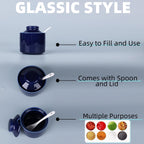 HAOTOP 8 oz Sugar Bowl with Lid and Spoon,Ceramic Sugar Jar Sugar Dispenser Sugar Container Coffee Bar Accessories, Kitchen Countertop Canisters (Navy)