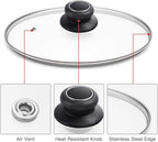 11 Inch Pan Lid Tempered Glass Pot Lid Replacement Glass Cover for 11" Cast Iron Skillets, Frying Pans, Pots and Wok, Heat Resistant Handle