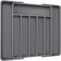 Aujen Silverware Organizer - Expandable Kitchen Drawer Organizer, Adjustable Utensil Organizer, Cutlery Tray for Forks, Knives, Multipurpose Kitchen Organizers and Storage Solution, Grey, Large