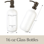Emerson Soap Dispenser, Dish Soap Dispenser for Kitchen, Soap Dispenser Bathroom Set - Hand Soap Dispenser, Kitchen Soap Dispenser Set, Glass Soap Dispenser with Pump and Labels - 16 Oz | 2 Pack