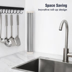 Tomorotec 21" x 15.5" Roll Up Dish Drying Rack Over Sink Drying Rack Sink Cover Kitchen Sink Accessories Gadget Multipurpose Organizer Foldable Stainless Steel Drainer