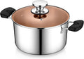 P&P CHEF Stainless Steel 3-Ply Sock Pot with Lid, Stockpot for Cooking Pasta & Stewing Soup, Fits Multi Stoves, Heat-proof Handle & Clear Lid, Heavy Duty & Dishwasher Safe, 5 Quarts