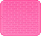 Silicone Dish Drying Mat for Multiple Usage,Easy clean,Eco-friendly,Heat-resistant Silicone Mat for Kitchen Counter or Sink,Refrigerator or Drawer Liner Rose XL 18 inches x 16 inches