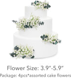 Rinlong Pre-made Cake Toppers Flowers Cake Decorations Baby's Breath Eucalyptus Wedding Cake Decorating Flowers Decor Christening Birthday Baptism Baby Shower Party Cake Topper Flower