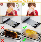 Toaster Bags Reusable for Grilled Cheese Sandwiches | Safest On The Market - 100% BPA & Gluten Free | Non Stick Toast Bag (4PCS)