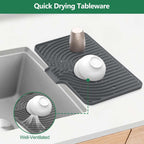 GUUKIN Silicone Dish Drying Mat,17.7" x 11.8 " Drying Matt Kitchen Counter, Non-Slip Drying Pad, Easy Clean Pad for Countertop Protection, Multi-Functional Use, Not applicable Bumps up sink (Grey)