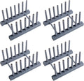 Gray Plate Racks Organizer for Cabinet, 4 Pack Plastic Plate Rack Stand Keep Dry for Dish, Bowl, Cutting Board, Bakeware, Serving Tray and More, Desk Mail Sorter Organizer 6 Slots Removable