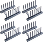 Gray Plate Racks Organizer for Cabinet, 4 Pack Plastic Plate Rack Stand Keep Dry for Dish, Bowl, Cutting Board, Bakeware, Serving Tray and More, Desk Mail Sorter Organizer 6 Slots Removable