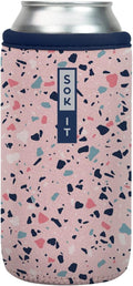 Sok It CanSok Sleeve for Beer & Soda Insulated Neoprene Cover (Pink Terrazzo, 16oz Can Sleeve)