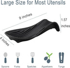 Stove Top Spoon Rest - Heat Resistant & Non-Slip Silicone Holder for Kitchen Counter, Large Cooking Utensil Res (Black)