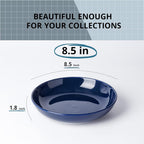 Y YHY 8.5" Vivid Blue Pasta, Salad & Soup Serving Bowls Set of 4, 32oz Large Ceramic, Microwave, Oven & Dishwasher Safe, Sturdy Porcelain Perfect for Daily Dining, Family Gatherings, Parties
