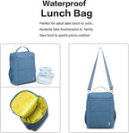 NOL Natural Organic Lifestyle Insulated Lunch Bags for Women Cooler Bag Lightweight Nylon Waterproof Lunch Box For Work (Dusty blue, Large)