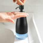 Soap Dispenser with Non-Slip Silicone Pad, 2 Pack Kitchen Dish Refillable Liquid Dispensers, Hand Soap Dispenser for Bathroom, Stainless Steel Case Glass Liner Hand Pump Dispenser Silver & Black
