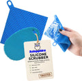 Silicone Dish Sponge Dish Scrubber (Oval and Square) - Dual-Sided, Food Grade Silicone Sponges for Dishes and Housecleaning 2-Pack