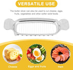 Butter Slicer Cutter for Single Stick Butter, 17 Stainless Steel Wires for Portion Control, 50PCS Baking Paper Included, for Cheese, Egg, Fruit, and Soft Foods, Easy Cleaning, Home Baking or Serving