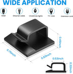 100 PCS Adhesive Cable Clips Black (50 Small & 50 Large), Cable Management Under Desk, Cable Wall Clip, Wire Clips for Cords of Car Dash Cam, HDMI, Extension Cord, TV PC Phone USB Ethernet Coax
