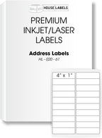 HouseLabels 200 Sheets; 4,000 Labels, 20-UP, Shipping/Mailing Labels (4.0" x 1.0") - BPA Free!