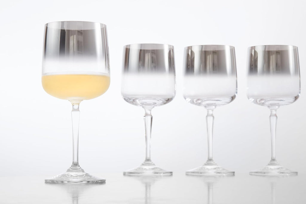 Barski Wine Glasses - Set of 4 - Water Glass -Smoked Metallic Ombre- Stemmed - 12 Oz. - for Red or White Wine or Water - Made in Europe