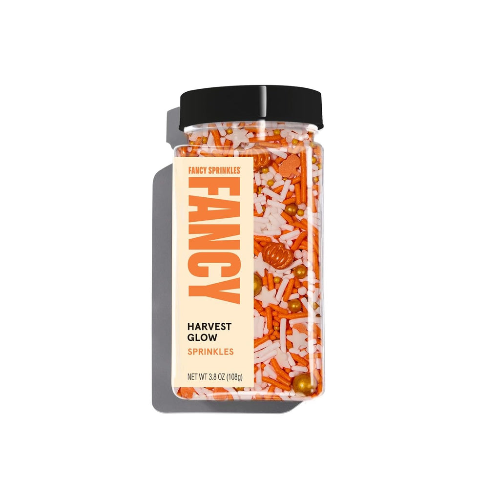 Fancy Sprinkles Limited Edition Fall and Halloween Harvest Glow Crunchy Sprinkles in White and Orange with Candy Pumpkin Pieces (0.5c)
