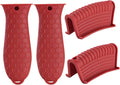 4 Pieces Silicone Hot Tool Holder Heat Resistant Potholder Cookware Handle Non Slip Rubber Pot Holders Handles Grip Covers for Cast Iron Skillet Silicone Cooking Kitchen Suits