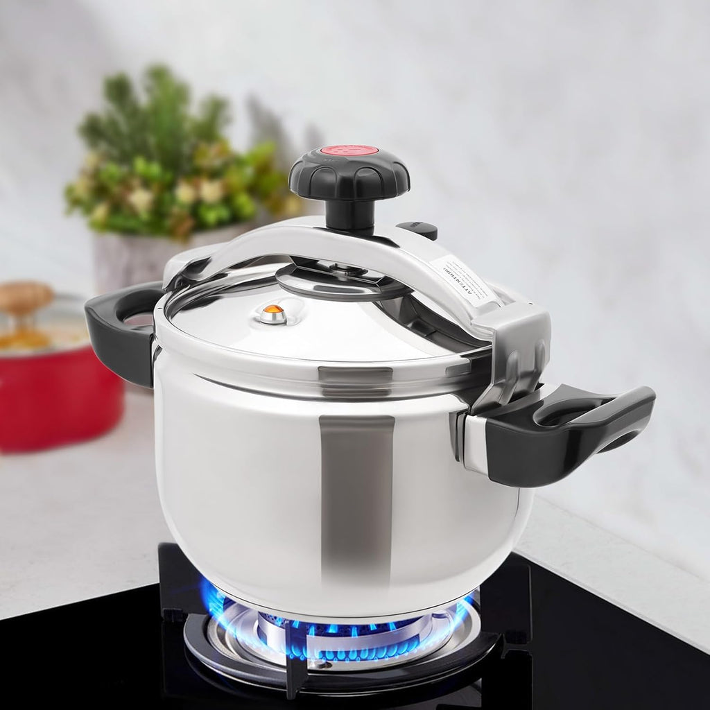 7.4 Quart Pressure Cooker Stainless Steel Pressure Canner, Large Capacity, Commercial Pressure Cooker Clamp On Type, Single Valves for Family or Commercial Use (7.4 Qt)