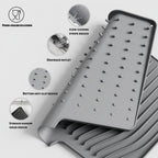 CIEO Silicone Dish Drying Mat for Kitchen Counter, Slope Fast Self-Draining, Non-Slip Drain Pad, Easy Clean Countertop Protection Mat, Multiple Use for Dishes Drying Rack（18.9"x 13.58",Gray）