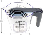 18 Pieces Measuring Cups and Spoons set, Includes 10 Stackable Measuring Cup with Lid and 9 Magnetic Measuring Spoons for Liquid and Dry, BPA Free, Dishwasher Safe (Sapphire)