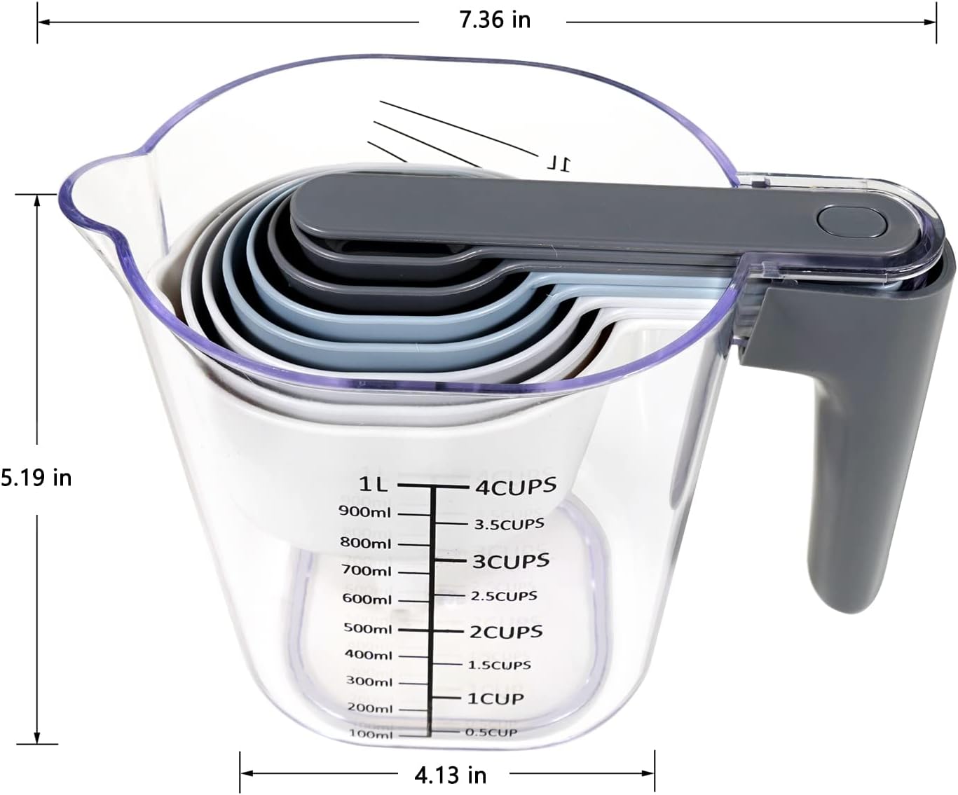 18 Pieces Measuring Cups and Spoons set, Includes 10 Stackable Measuring Cup with Lid and 8 Magnetic Measuring Spoons, for Liquid and Dry Ingredient, BPA Free (Golden)