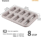 CHEFMADE Financier Cake Pan, 10-Cavity Non-Stick Rectangle Muffin Pan Biscuits Cookies Bakeware for Oven Baking (Champagne Gold)