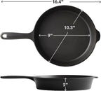 Field Company 10-Inch Cast Iron Skillet – No.8, Lightweight & Smooth, Nonstick, Preseasoned with Organic Oil – Made in USA, Non-Toxic – Vintage Design