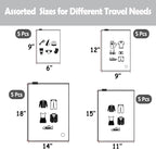 (20 pcs, 4 Sizes) Travel Luggage Organizer Bags, 4 Mil Slider Zip Plastic Clothing Packaging Bags, Travel/Home Storage and organizing pouches, Space Saver Bag (6''x9''-14‘’x18'')