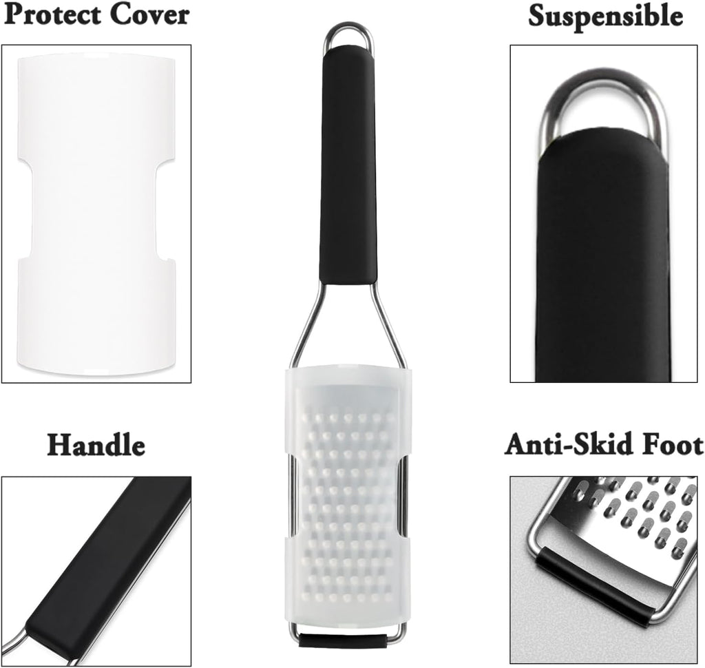 Cambom Cheese Grater Lemon Zester, Graters for Parmesan Cheese, Lemon, Citrus, Garlic, Nutmeg, Chocolate, Fruits, Vegetables, Ginger, Vegetable & Cheese Shredder with Stainless Steel Coarse Blade