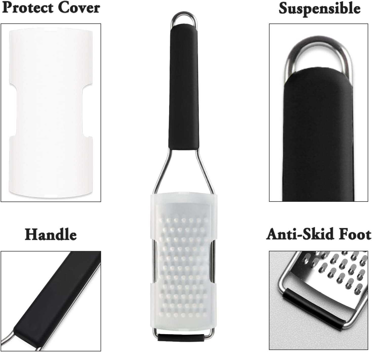 Cambom Cheese Grater Lemon Zester, Graters for Parmesan Cheese, Lemon, Citrus, Garlic, Nutmeg, Chocolate, Fruits, Vegetables, Ginger, Vegetable & Cheese Shredder with Stainless Steel Coarse Blade