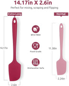 14in Extra Large Silicone Spatula: U-Taste 600ºF Heat Resistant Flexible Silicon Mixing Stirring Cooking Scraping Baking Bowl Scraper Seamless Spreader for Kitchen Nonstick Cookware (Red)
