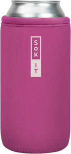 Sok It CanSok Sleeve for Beer & Soda Insulated Neoprene Cover (Bright Pink, 16oz Can Sleeve)