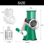 Cambom Rotary Cheese Grater Hand Crank Cheese Shredder for Fresh Cheese, Vegetable, Nuts,Non-slip Suction Base, Free Cleaning Brush Three Blades, Deep Green