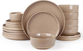 Famiware Milkyway Plates and Bowls Set, 18 Pieces Dinnerware Sets, Dishes Set for 6, Cinnamon Brown