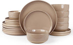 Famiware Milkyway Plates and Bowls Set, 18 Pieces Dinnerware Sets, Dishes Set for 6, Cinnamon Brown