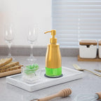 Gaussra Soap Dispenser with Coaster and Stickers, Brushed Gold Stainless Steel Glass Hand Pump Dispenser, Anti Rust Bottle, for Kitchen & Bathroom Detergent Bottle，Refillable Hand Liquid Dispenser
