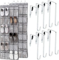 GORILLA GRIP Over the Door Shoe Organizer, 24 Large Breathable PVC Pockets, Space Saving Hanging Storage Holder, Closet Rack Hanger Holds Up to 40 lbs, Hangs on Closets for Shoes 2 Pack, Gray
