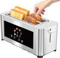 Touch Screen Smart Toaster 4 Slice, LCD Display, 1.6" Long Slot Toaster with 6 Shade Settings, Defrost, Reheat & Removable Tray, Wide Slot for Long Bread, Bagels, Waffles, 1300W, Stainless Steel