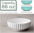 DOWAN 9.8'' Serving Bowls, 86 oz White Serving Platters, Large Ceramic Serving Dishes, Fruit Bowl, Set of 2, for Entertaining, Party, Kitchen, Dinner, Banquet, Housewarming Gift, White