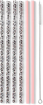 Swig Life Reusable Straws Luxy Leopard + Blush Reusable Straw Set + Cleaning Brush, Each Straw is 10.25 inch Long (Fits Swig Life 20oz Tumblers, 22oz, and 32oz Tumblers)