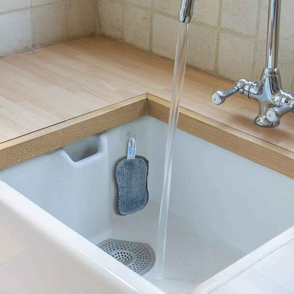 Microfiber Wholesale Sponge for Kitchen (6 Pack) - Suction Cup Hook Included, Reusable, Washable Dish Sponges with Scrubber, Refills, Scrubbing Side, Non-Scratching, Multi-Purpose, Scouring