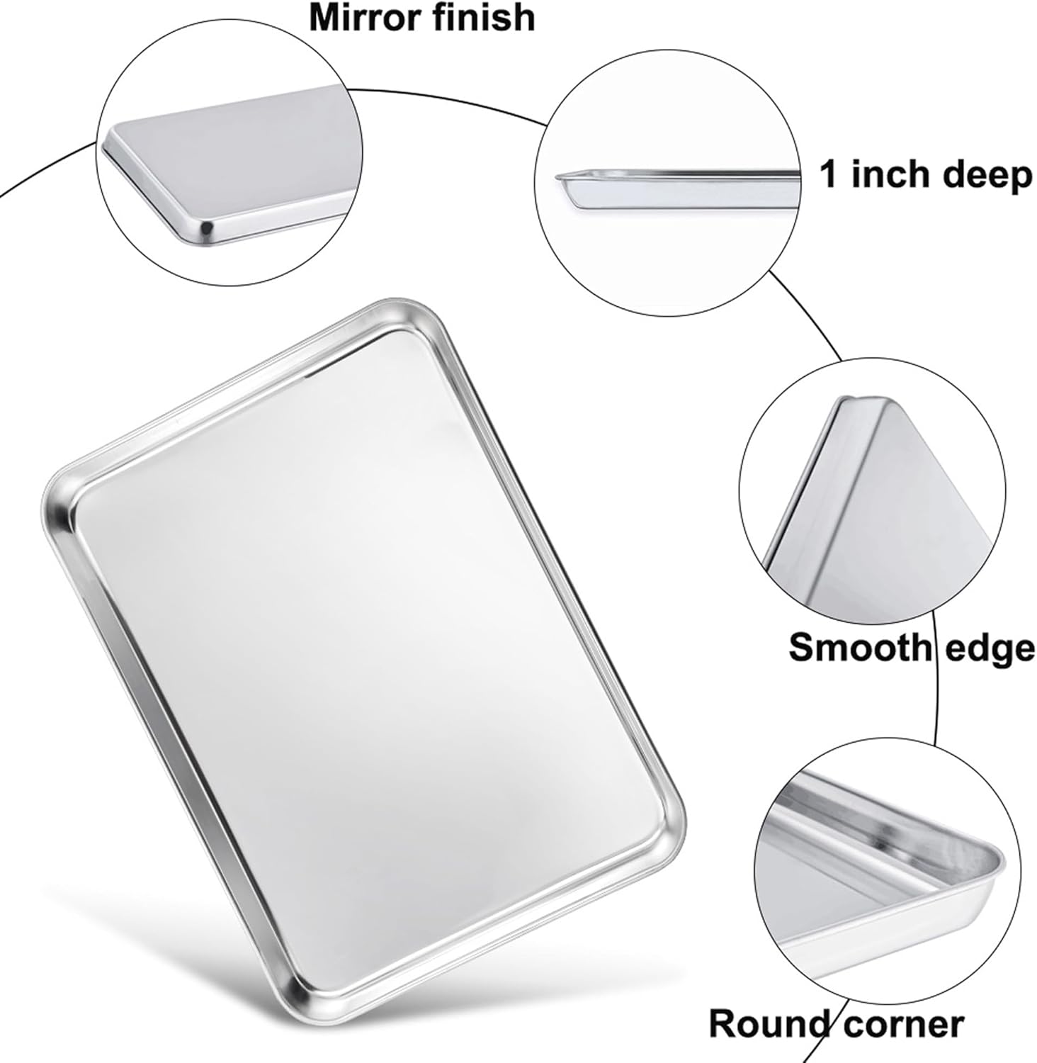 TeamFar Cookies Sheet with Rack, 16 x 12 x 1 Inch Stainless Steel Baking Sheet Tray Pans with Grid Wire Racks for Cooling Baking Roasting, Non-Toxic & Heavy Duty, Dishwasher Safe, 2 Pans + Racks
