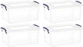 Superio Storage Bins with Lids, Clear Plastic Containers for Organizing, Stackable Totes, BPA Free, Odor Free, Organizer Boxes for Home, and Dorm (4 Pack, 28.5 Qt)